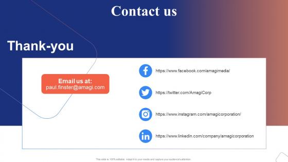 Contact Us Amagi Investor Funding Elevator Pitch Deck