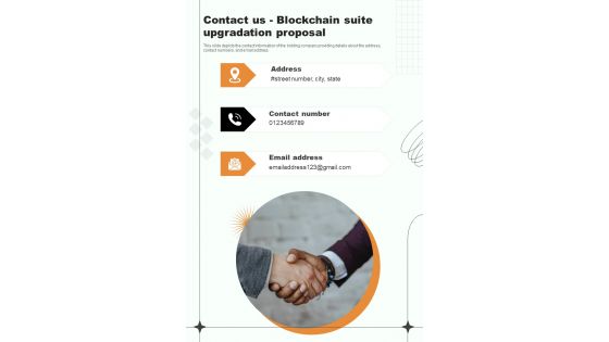 Contact Us Blockchain Suite Upgradation One Pager Sample Example Document