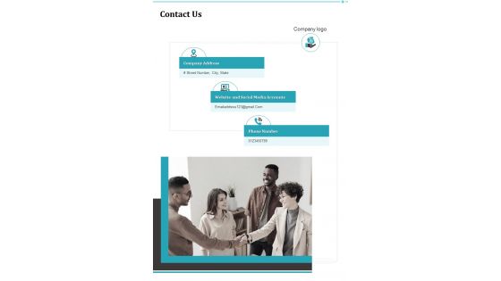 Contact Us Business Purchasing Proposal Template One Pager Sample Example Document