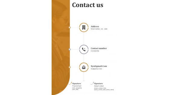 Contact Us Church Construction Project Proposal One Pager Sample Example Document