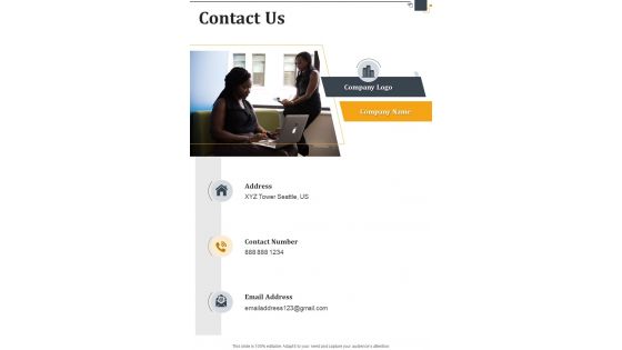 Contact Us Company Employees Get Together Planning Proposal One Pager Sample Example Document