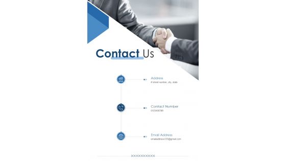Contact Us Content Marketing Strategy Proposal One Pager Sample Example Document
