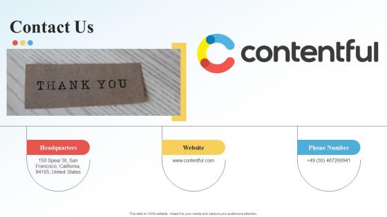 Contact Us Contentful Investor Funding Elevator Pitch Deck