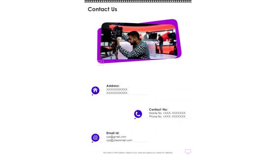 Contact Us Corporate Sponsorship Proposal For A Tv Show One Pager Sample Example Document