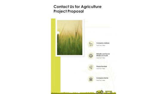 Contact Us For Agriculture Project Proposal One Pager Sample Example Document