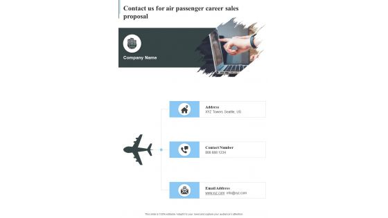 Contact Us For Air Passenger Career Sales Proposal One Pager Sample Example Document