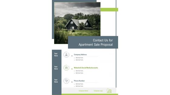 Contact Us For Apartment Sale Proposal One Pager Sample Example Document