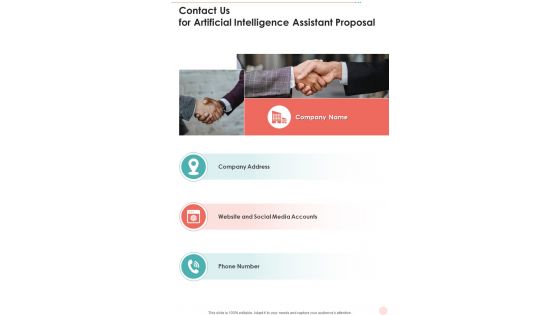 Contact Us For Artificial Intelligence Assistant Proposal One Pager Sample Example Document