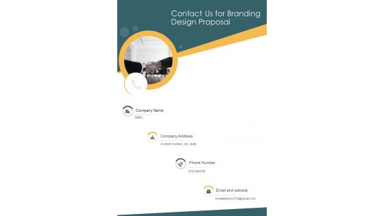 Contact Us For Branding Design Proposal One Pager Sample Example Document