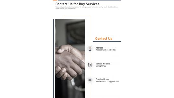 Contact Us For Buy Services One Pager Sample Example Document