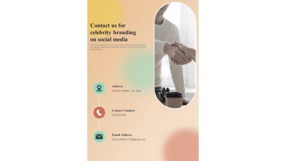 Contact Us For Celebrity Branding On Social Media One Pager Sample Example Document