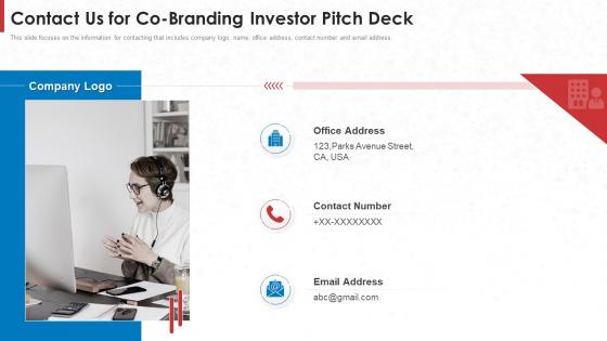 Contact Us For Co Branding Investor Pitch Deck