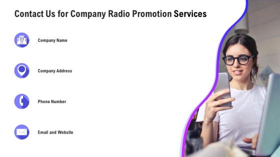 Contact us for company radio promotion services ppt slides icon
