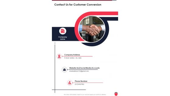 Contact Us For Customer Conversion One Pager Sample Example Document