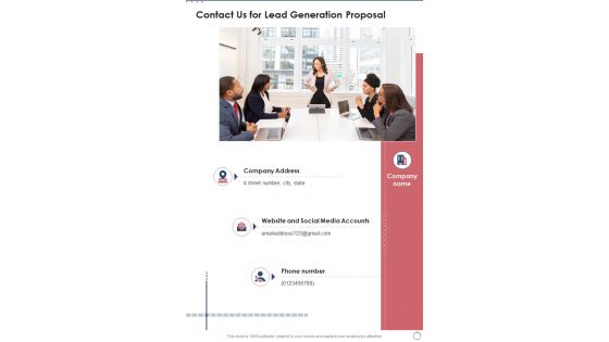 Contact Us For Lead Generation Proposal One Pager Sample Example Document