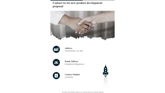 Contact Us For New Product Development Proposal One Pager Sample Example Document