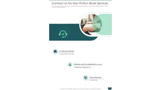 Contact Us For Non Fiction Book Services One Pager Sample Example Document