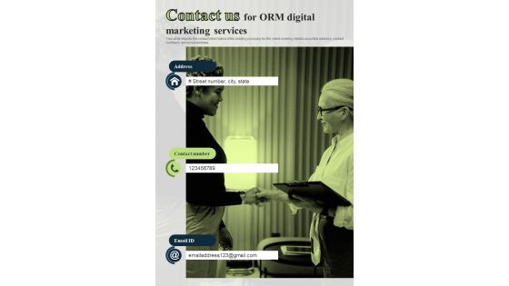Contact Us For ORM Digital Marketing One Pager Sample Example Document