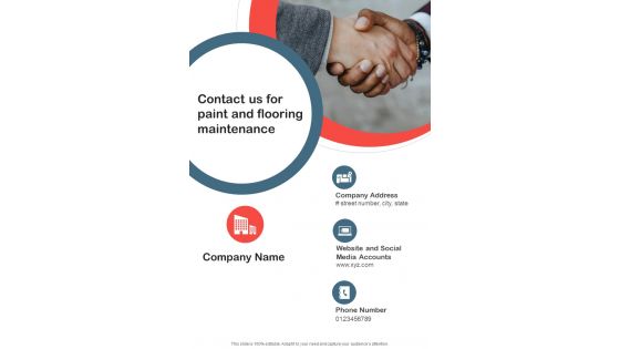 Contact Us For Paint And Flooring Maintenance One Pager Sample Example Document