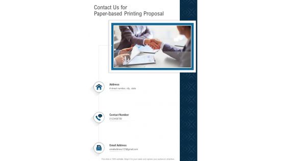 Contact Us For Paper Based Printing Proposal One Pager Sample Example Document