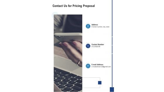 Contact Us For Pricing Proposal One Pager Sample Example Document