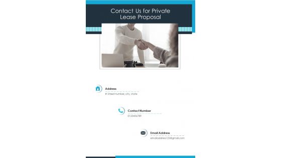 Contact Us For Private Lease Proposal One Pager Sample Example Document