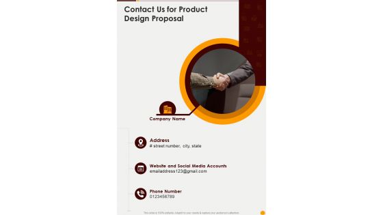 Contact Us For Product Design Proposal One Pager Sample Example Document