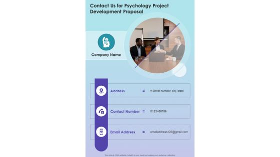 Contact Us For Psychology Project Development Proposal One Pager Sample Example Document