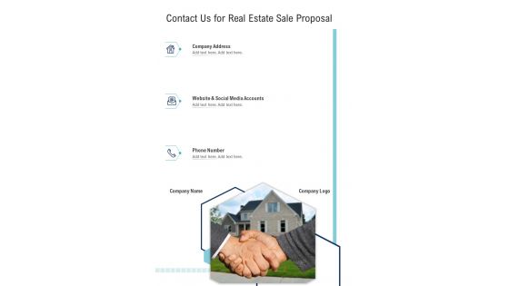 Contact Us For Real Estate Sale Proposal One Pager Sample Example Document