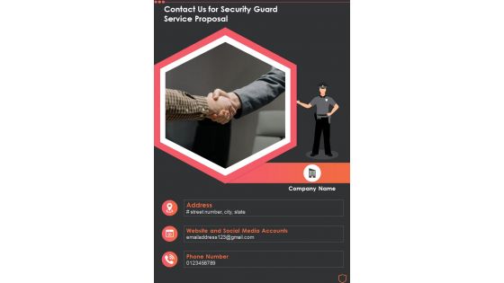 Contact Us For Security Guard Service Proposal One Pager Sample Example Document