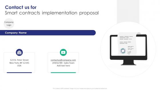 Contact Us For Smart Contracts Implementation Proposal Ppt Icon Slide Portrait