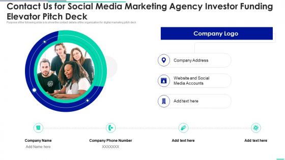 Contact Us For Social Media Marketing Agency Investor Funding Elevator Pitch Deck