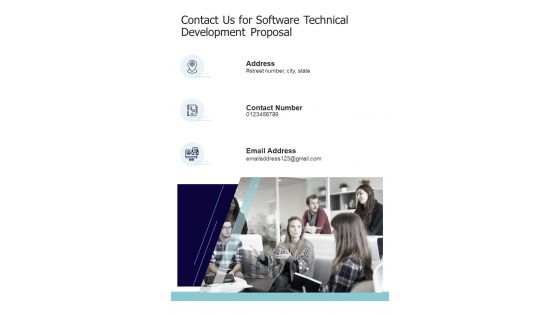 Contact Us For Software Technical Development Proposal One Pager Sample Example Document