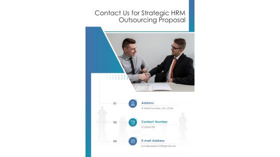 Contact Us For Strategic HRM Outsourcing Proposal One Pager Sample Example Document