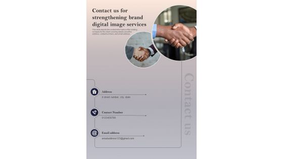 Contact Us For Strengthening Brand Digital Image One Pager Sample Example Document