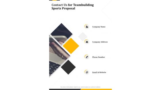 Contact Us For Teambuilding Sports Proposal One Pager Sample Example Document