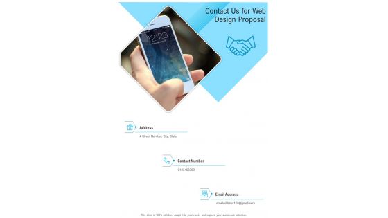 Contact Us For Web Design Proposal One Pager Sample Example Document