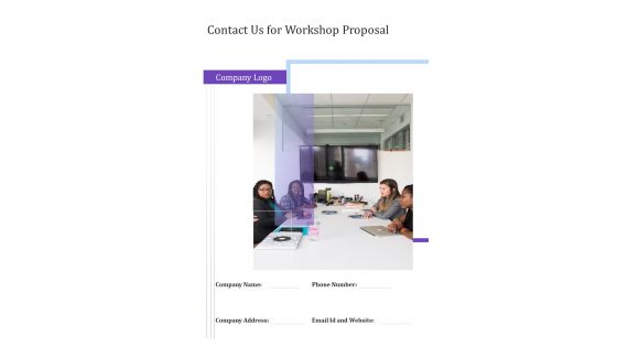 Contact Us For Workshop Proposal One Pager Sample Example Document