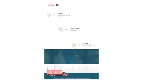 Contact Us Freight Forwarding Business Proposal One Pager Sample Example Document