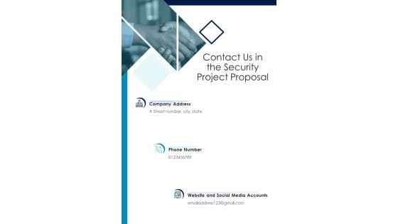 Contact Us In The Security Project Proposal One Pager Sample Example Document