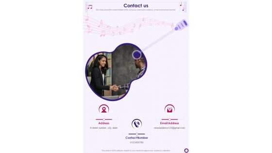 Contact Us Musicians Event Proposal One Pager Sample Example Document