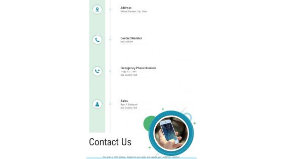 Contact Us Pipeline Proposal One Pager Sample Example Document