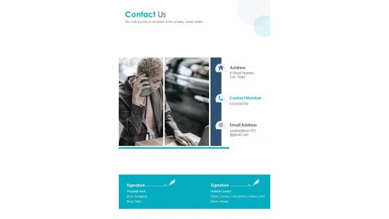Contact Us Product Launching Event Proposal One Pager Sample Example Document