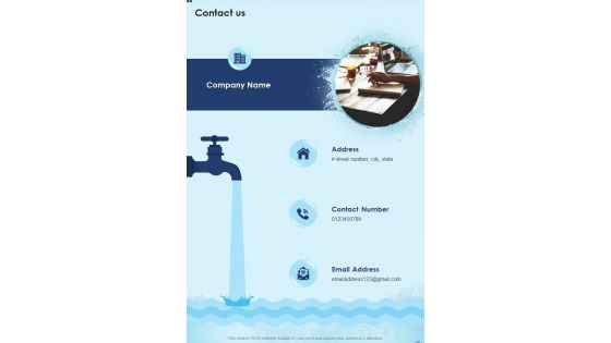 Contact Us Regional Water Rendering Project Proposal One Pager Sample Example Document