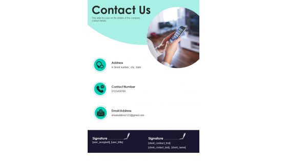 Contact Us Temporary Staff Service Proposal One Pager Sample Example Document