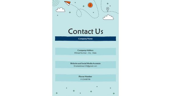 Contact Us Touring Agency Proposal For Business Organization One Pager Sample Example Document