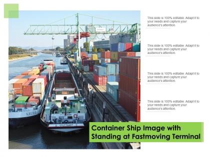 Container ship image with standing at fastmoving terminal