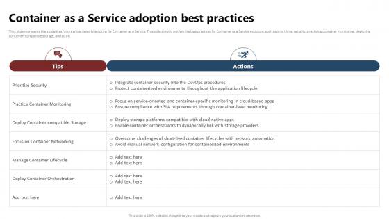 Containerization Technology Container As A Service Adoption Best Practices