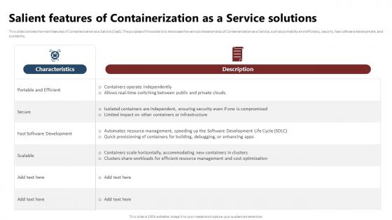 Containerization Technology Salient Features Of Containerization As A Service Solutions