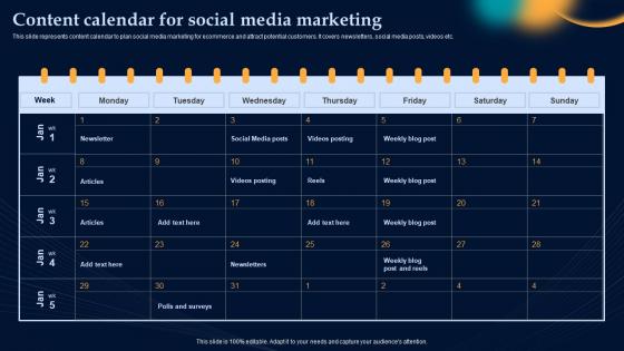 Content Calendar For Social Media Marketing Effective Strategies To Build Customer Base In B2b